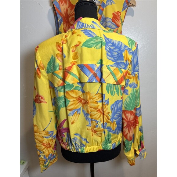HW Yellow Floral Vest Size 12 with Jacket Size 4 Vintage Tropical Vacation - Picture 8 of 16